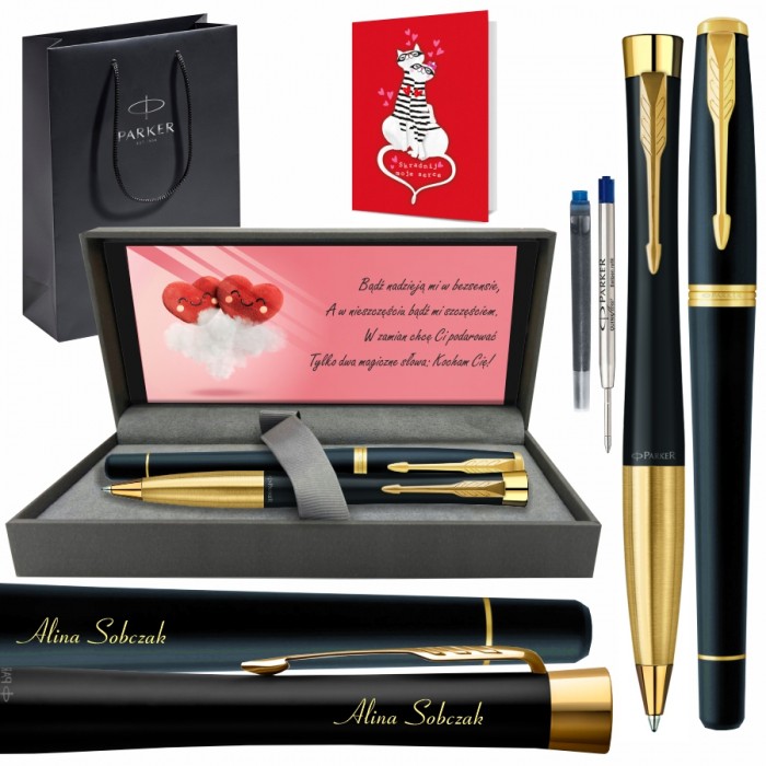 Zestaw prezentowy Parker Urban Black GT z tabliczką premium